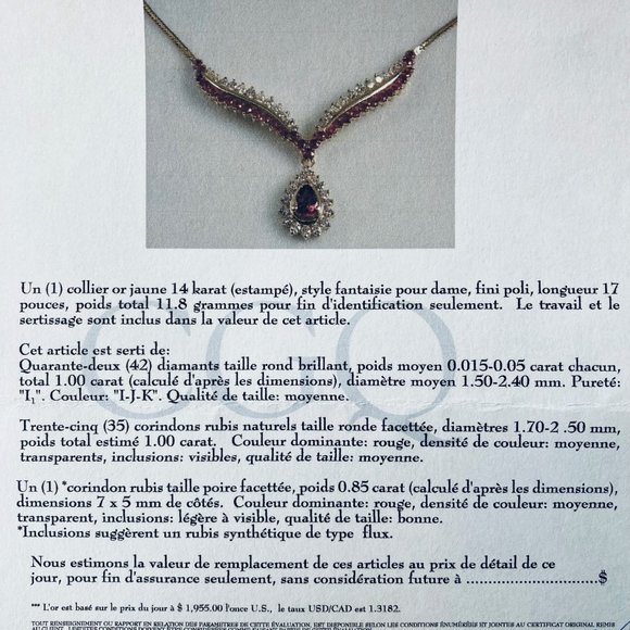 Necklace & earrings, gold, diamonds, rubies - Picture 3 of 4